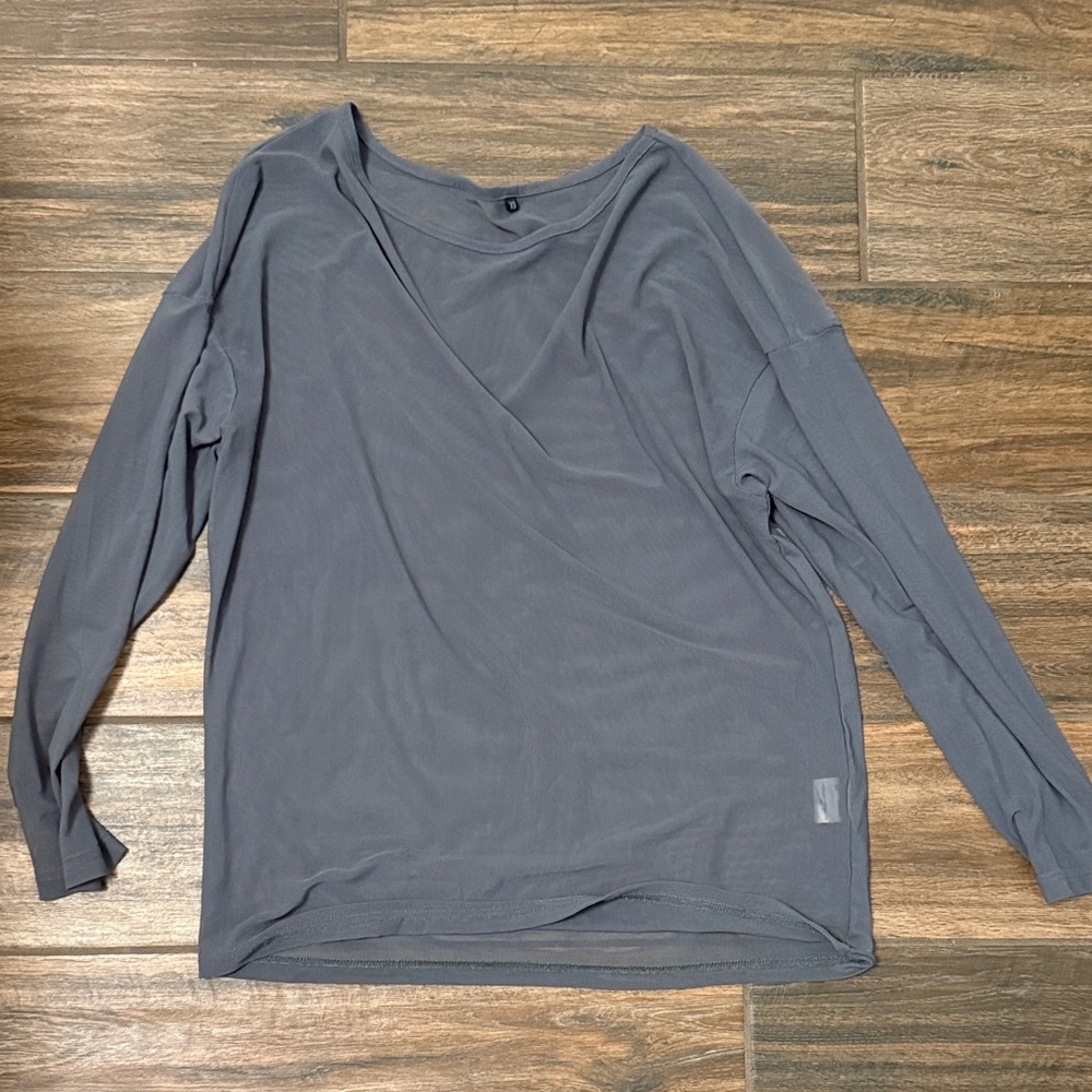 Chic Gray Mesh Top